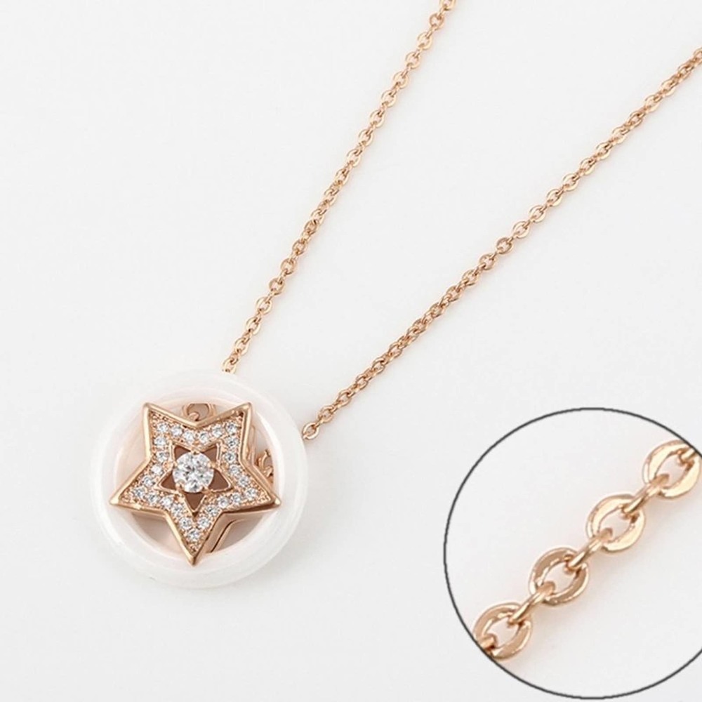 Simulated Diamonds Star Necklace 18k Gold Plated - Picture 3 of 8
